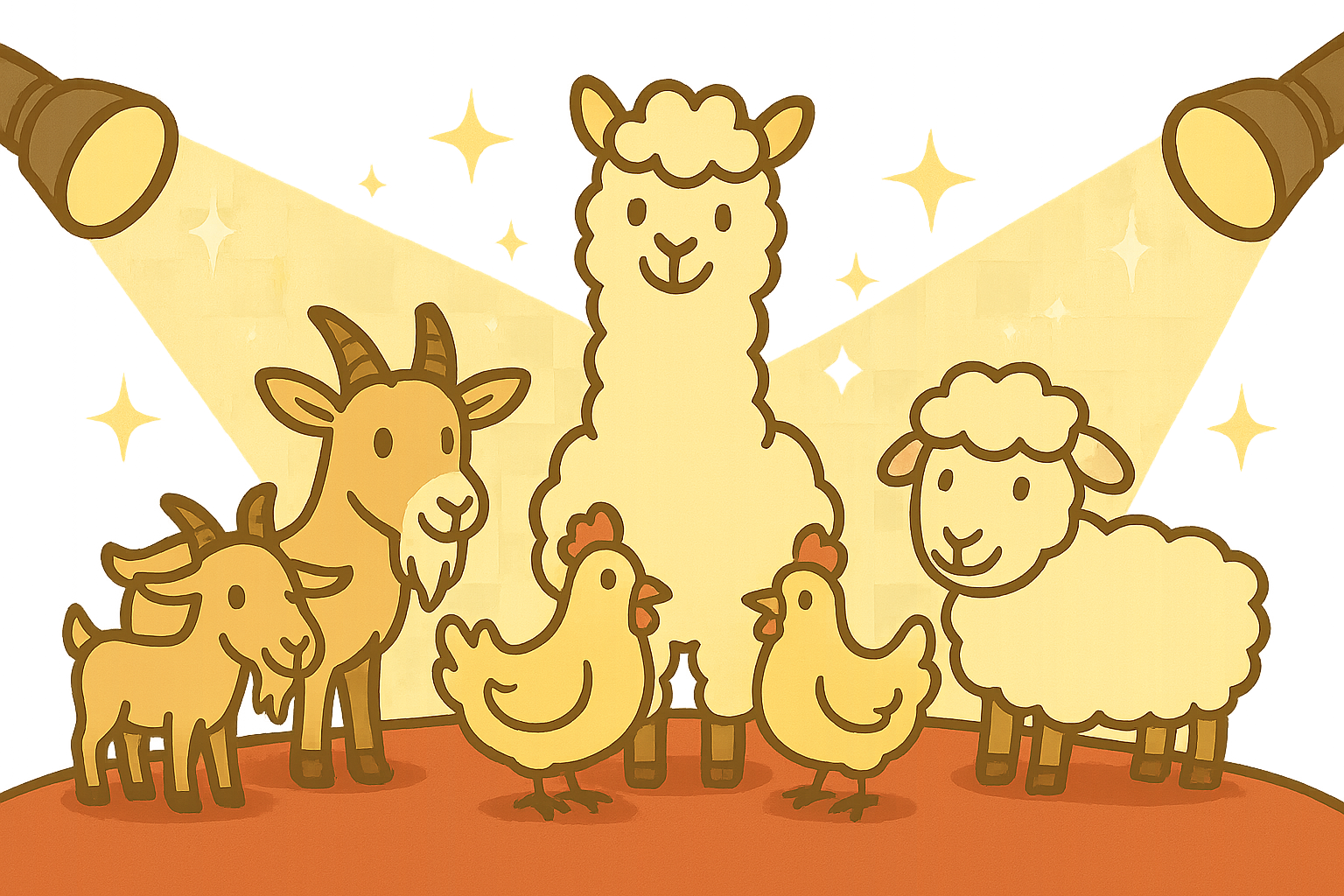 Zwierzęta na scenie w reflektorach